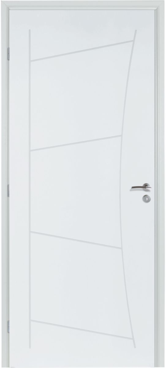 Bloc-porte SIKIM alvéolaire prépeint 204x83 cm gauche P à recouvrement - H90 Néolys MDF 3 fiches - serrure clé L axe à 40 - emballé