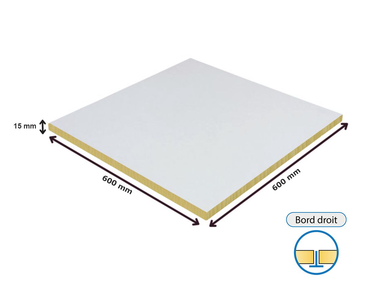 Dalle de plafond Minerval bords A blanc 600 x 600 x 15 mm