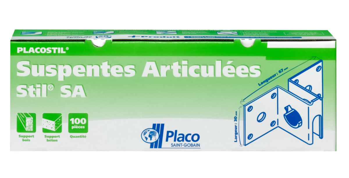 Suspente articulée STIL SA boîte de 100 - H88510000 - PLACOPLATRE