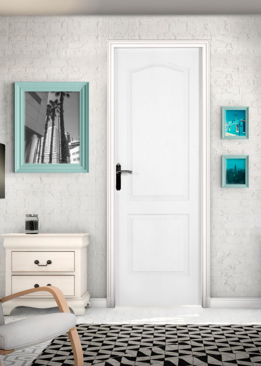 Bloc-porte CLASSIC postformé isolant prépeint 204x83cm droit P à recouvrement - huisserie de 72 résineux joint et joint balai - serrure 3 points axe à 50mm - emballé