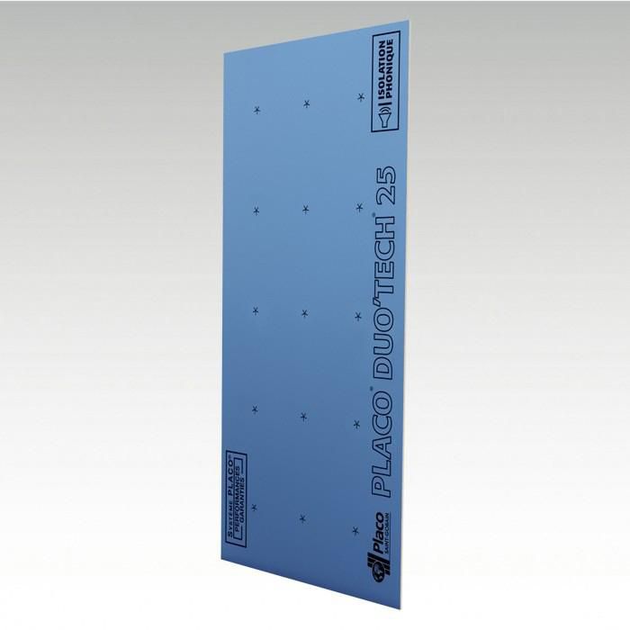 Plaque de plâtre BA25 Placoplatre Duo'Tech 2,50x0,9m R=0,07 m².k/w