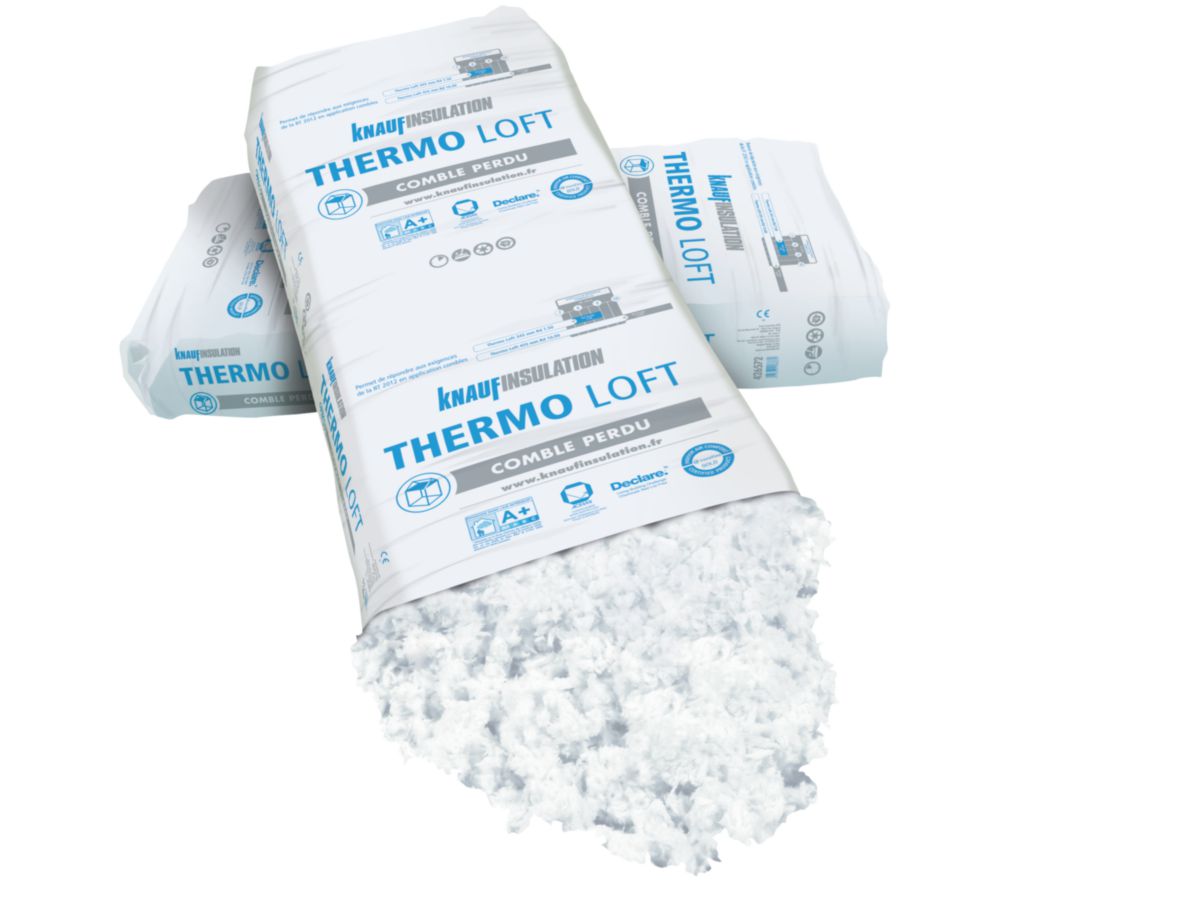 Laine de verre à souffler Thermo loft ACERMI N 13/016/850 sac de 16,6kg