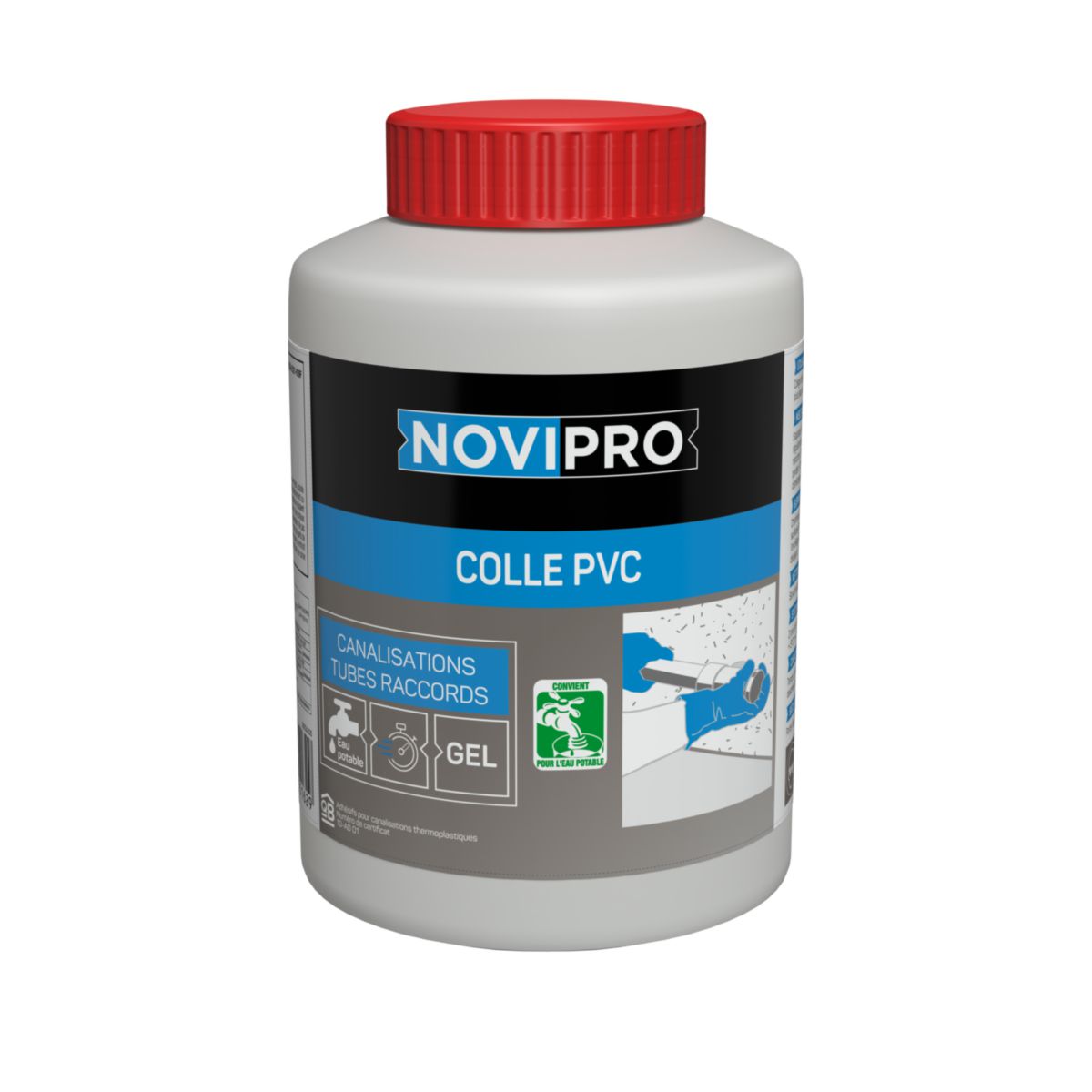Colle gel PVC Novipro, 250 ml pour réseau d'évacuation ou alimentation