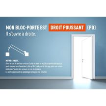 Bloc-porte plane alvéolaire prépeint 204x166 (83+83) cm droit P rive droite - huisserie de 72 résineux avec joint - serrure clé L axe à 40mm - emballé
