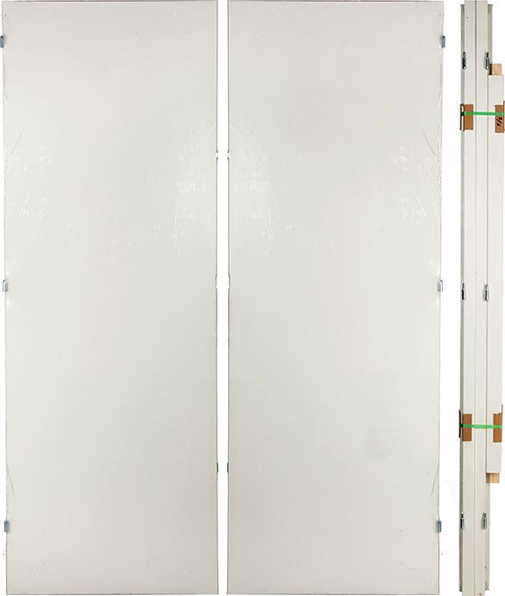 Bloc-porte plane alvéolaire prépeint 204x166 (83+83) cm droit P rive droite - huisserie de 72 résineux avec joint - serrure clé L axe à 40mm - emballé