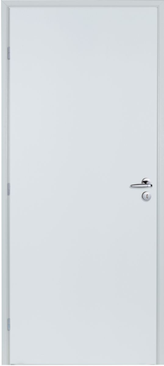 Bloc-porte alvéolaire prépeint 204x83 cm gauche P à recouvrement - H90 Néolys MDF 3 fiches - serrure clé L axe à 40