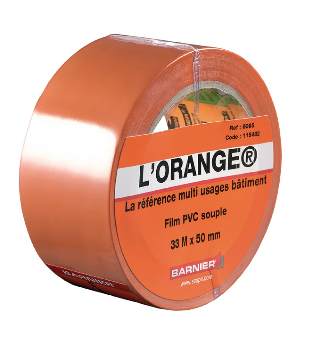 Ruban adhésif PVC plastifié - orange - 6095 - longueur 33 m - largeur 75 mm Réf. 115483