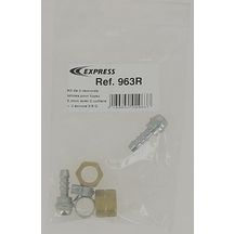 Kit de 2 raccords /tétines pour tuyau diamètre 6.3 mm avec écrou 3/8e gauche + 2 colliers. Réf. 963R