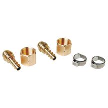 Kit de 2 raccords /tétines pour tuyau diamètre 6.3 mm avec écrou 3/8e gauche + 2 colliers. Réf. 963R