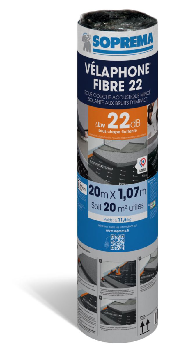 Sous couche mince Velaphone fibre 22 rouleau de 1x20m Réf. 00033841--S0016