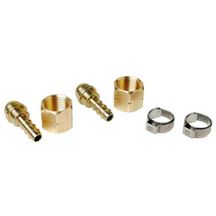 Kit de 2 raccords /tétines pour tuyau diamètre 6.3 mm avec écrou 3/8e gauche + 2 colliers. Réf. 963R